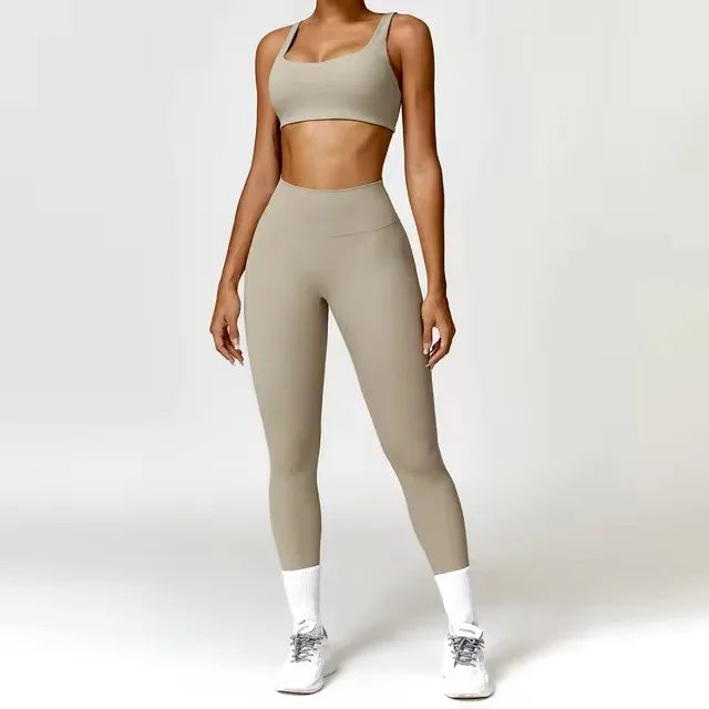 2PCS Yoga Suit Sports Set Women Quick-Drying Gym Set Women Tracksuit Running Workout Long Sleeve Sports Shirt Yoga Clothing