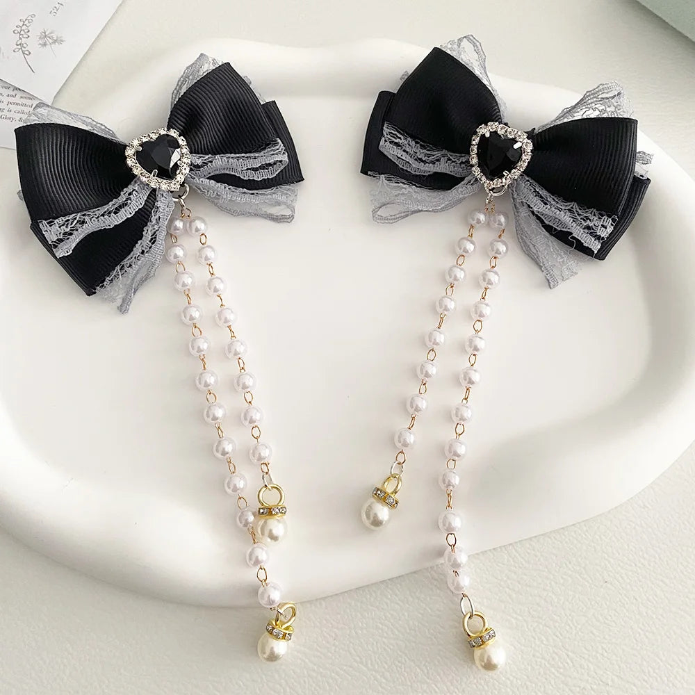 [1pair] Lolita cosplay Girl hairpin Bow barrette cute hair accessories japanese aesthetic hair clips y2k cute items for girls