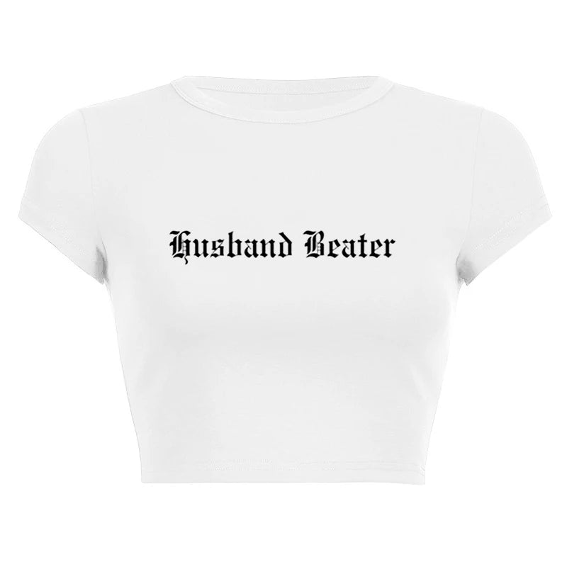 New Women Y2K Gothic T Shirts Hip Hop Fashion Punk Casual Short Sleeve Tees 2000s Girl Aesthetics Cropped Sexy Crop Tops T-shirt