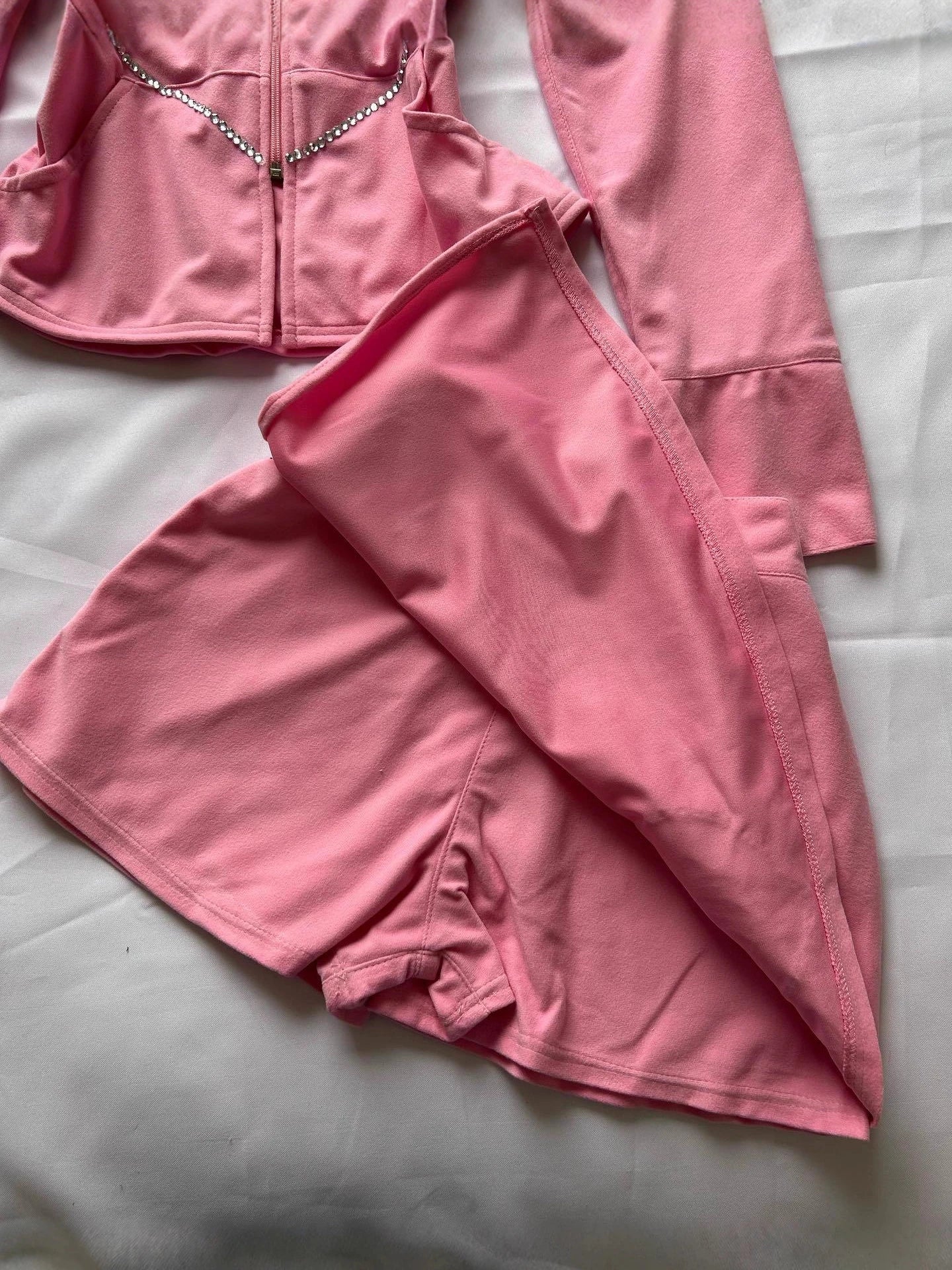 European and American sexy spicy girl personality trend slim fit pants skirt hot stamping diamond three-dimensional bow