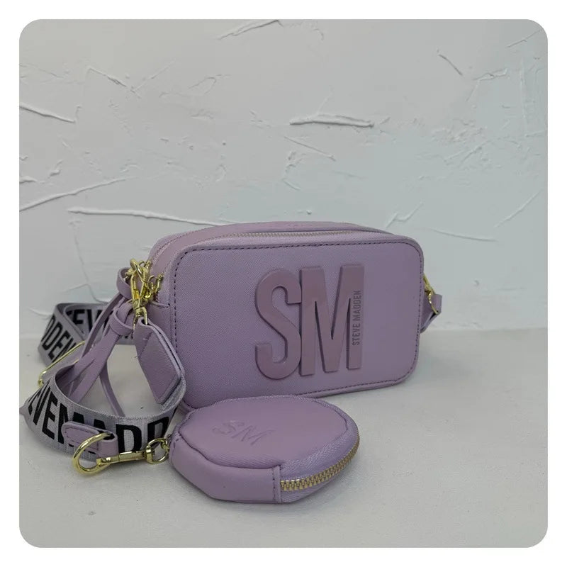 2024 Spring/Summer New Fashion Camera Bag with Wide Shoulder Strap, Lettering, Small Square Bag, Crossbody Bag