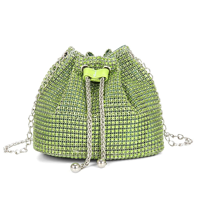 Luxury Rhinestone Bucket Bag Fashion Chain Shoulder Crossbody Bag For Women Personality Versatile Temperament Shoulder Bag