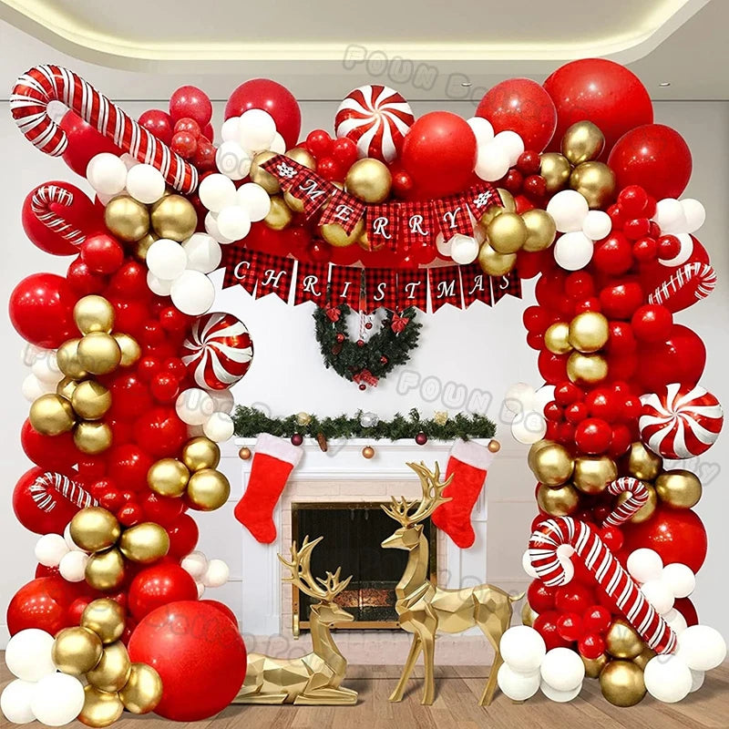 Christmas Balloons Garland Green Red Box Candy Balloons Arch Santa Reindeer Star Foil Ballon New Year Christmas Party Decor 2024