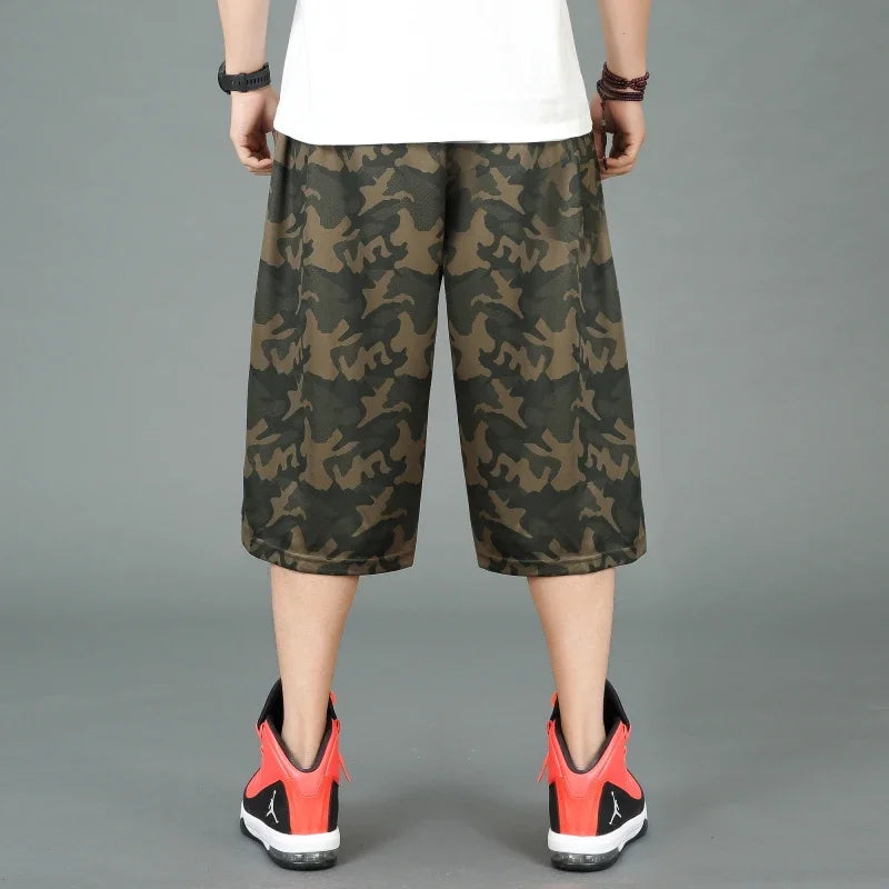 New Arrival Fashion Men Stretch Loose Running Shorts Summer Casual Elastic Waist Knee Length Print Plus Size XL 2XL 3XL 4XL