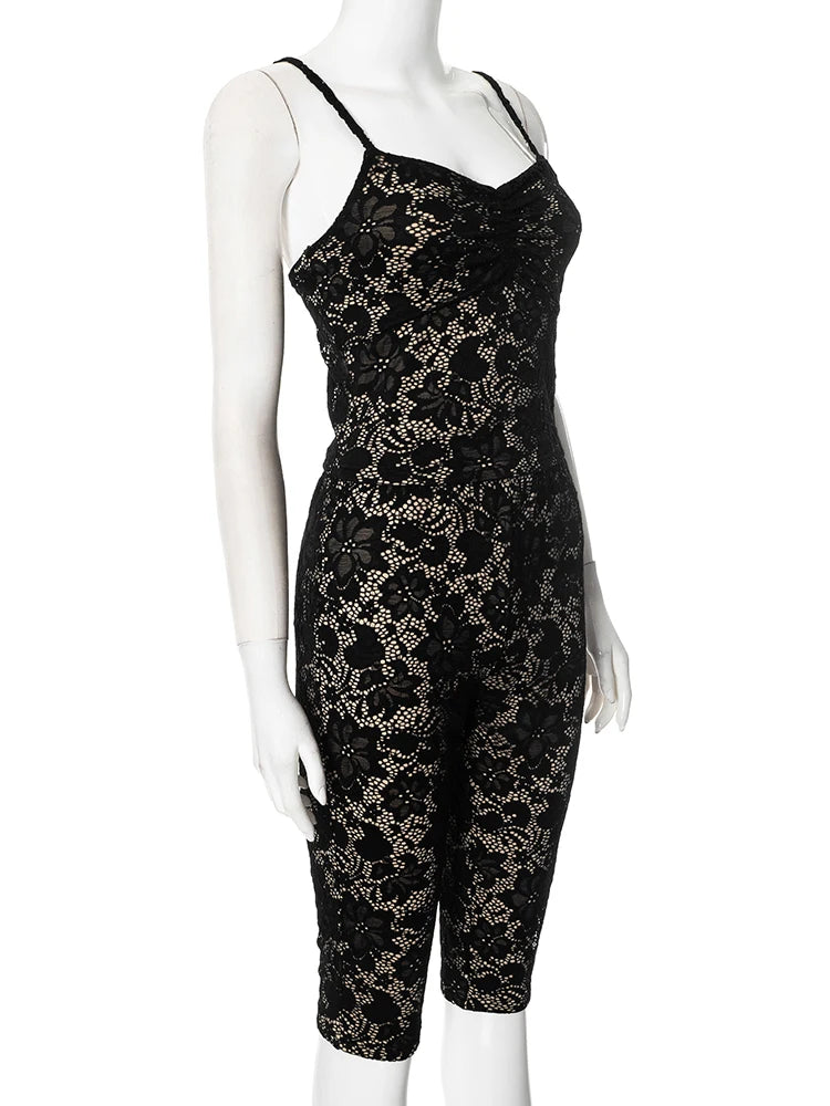 Weird Puss Mesh Patchwork 2 Piece Set Women Sexy Jacquard Backless Camisole+Stretch Skinny Peach Hip Pants Club Party Outfits