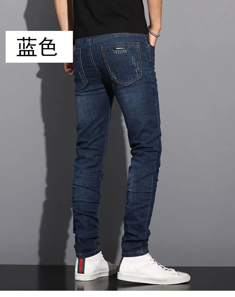2025 Summer Thin Jeans Men's Korean Edition Fashion Trend Straight Leg Shorts Embroidered Cowboy Pants Black Blue Grey
