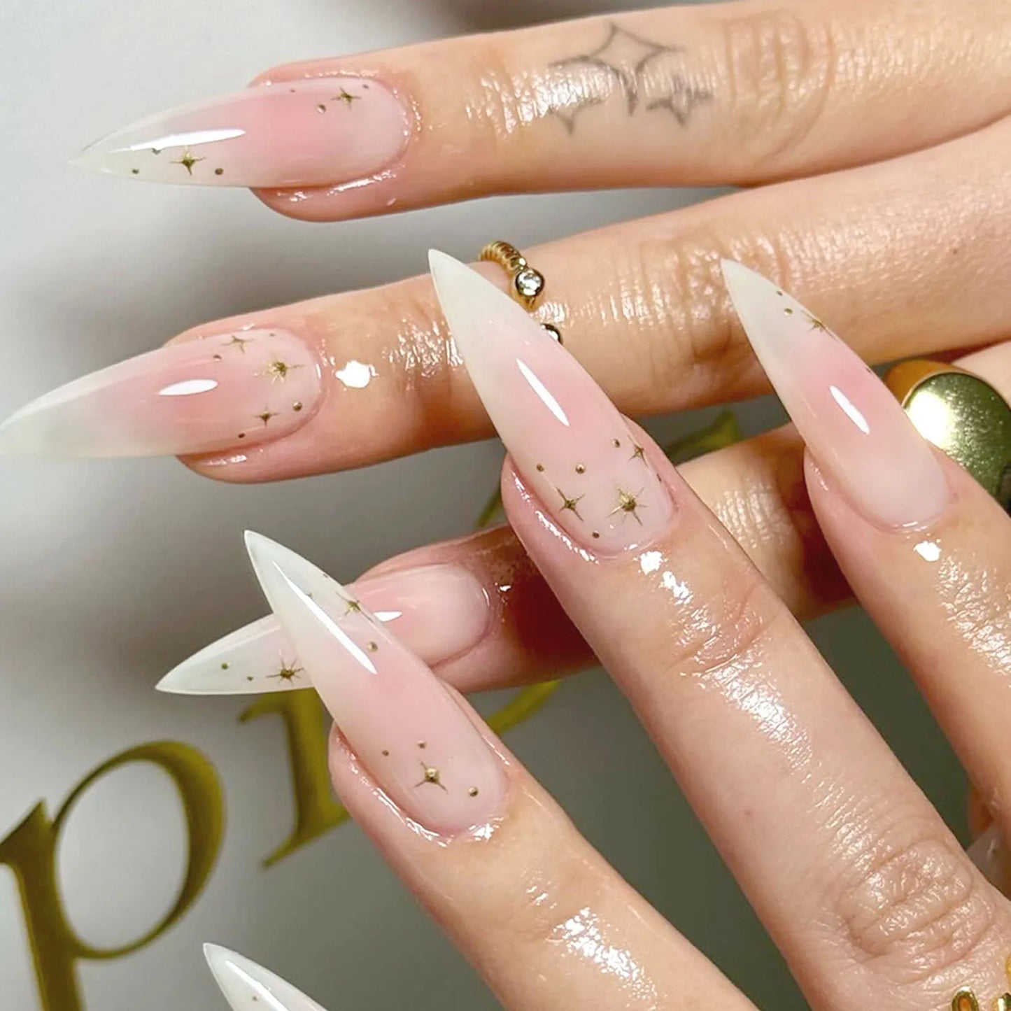 24pcs Long Pointed False Nails Solid Color Ins Simple Fake Nails Full Cover Wearable Artificial False Nail Patches Free Shipping
