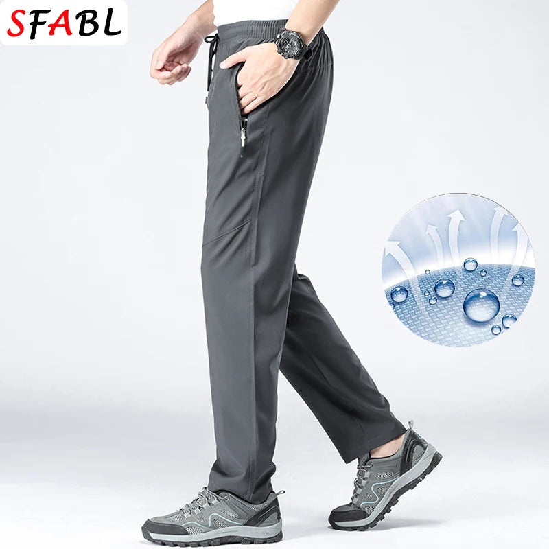 5XL High Stretch Outdoor Sport Hiking Pants Men Zipper Pockets Trousers Men Summer Thin Quick Dry Men's Pants Trekking Fishing