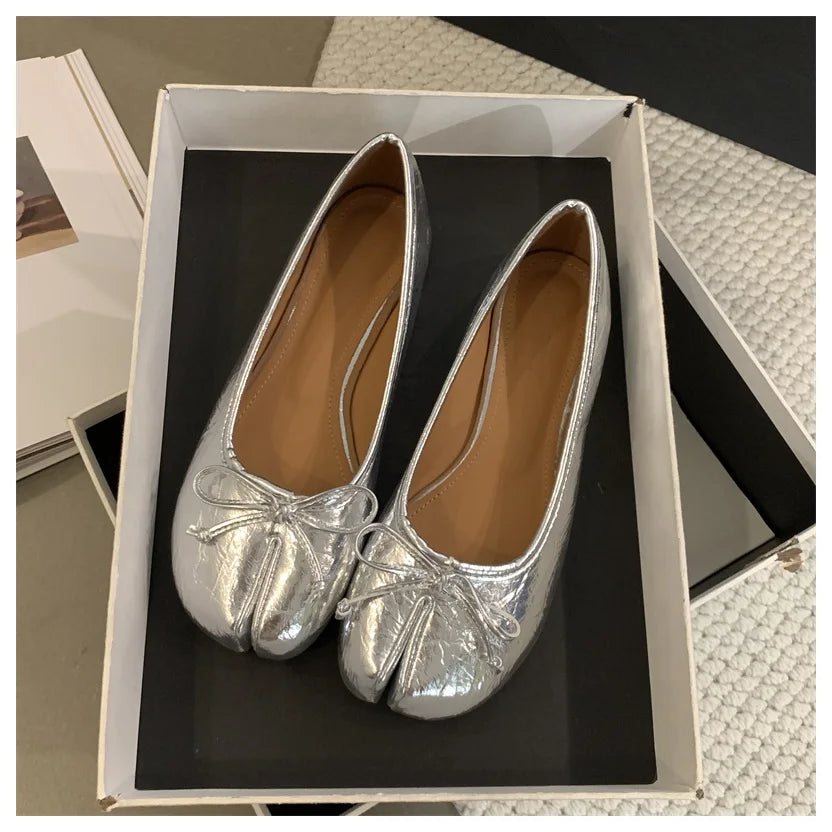 New Brand Women Flats Soft Ballet Shoes Slip On Loafers Soft Moccasins Tabi Ninja Casual Shoes Mujer Ladies Shoes Bow Knot Mujer