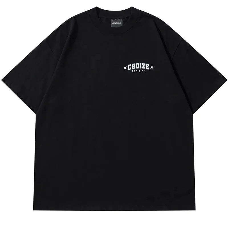 Men Streetwear Tshirt Letter Star Aesthetic Graphic T-Shirt Oversized Black Casual T Shirt 2024 Harajuku Hip Hop Tops Tee Cotton