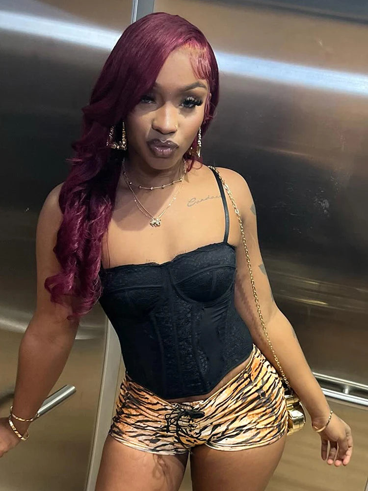 Weird Puss Tiger Stripes Fashion Mini Shorts Women Sexy Bandage Skinny Peach Hip Bottoms Hottie Midnight Hipster Party Outfits