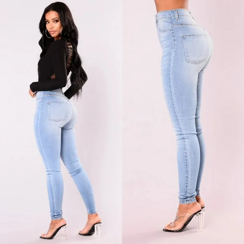 Sexy Jeans Women Skinny Pants High Waist Stretch Lady Jeans Push Up Leggings Slim Pockets Button Pencil Jeans Women Pants