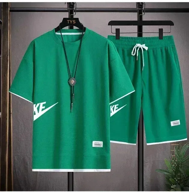 2025 Summer Men's Suit Casual Fashion Sportswear Men's Short-sleeved T-shirt + Sports Shorts Casual Men's Jogging Suit