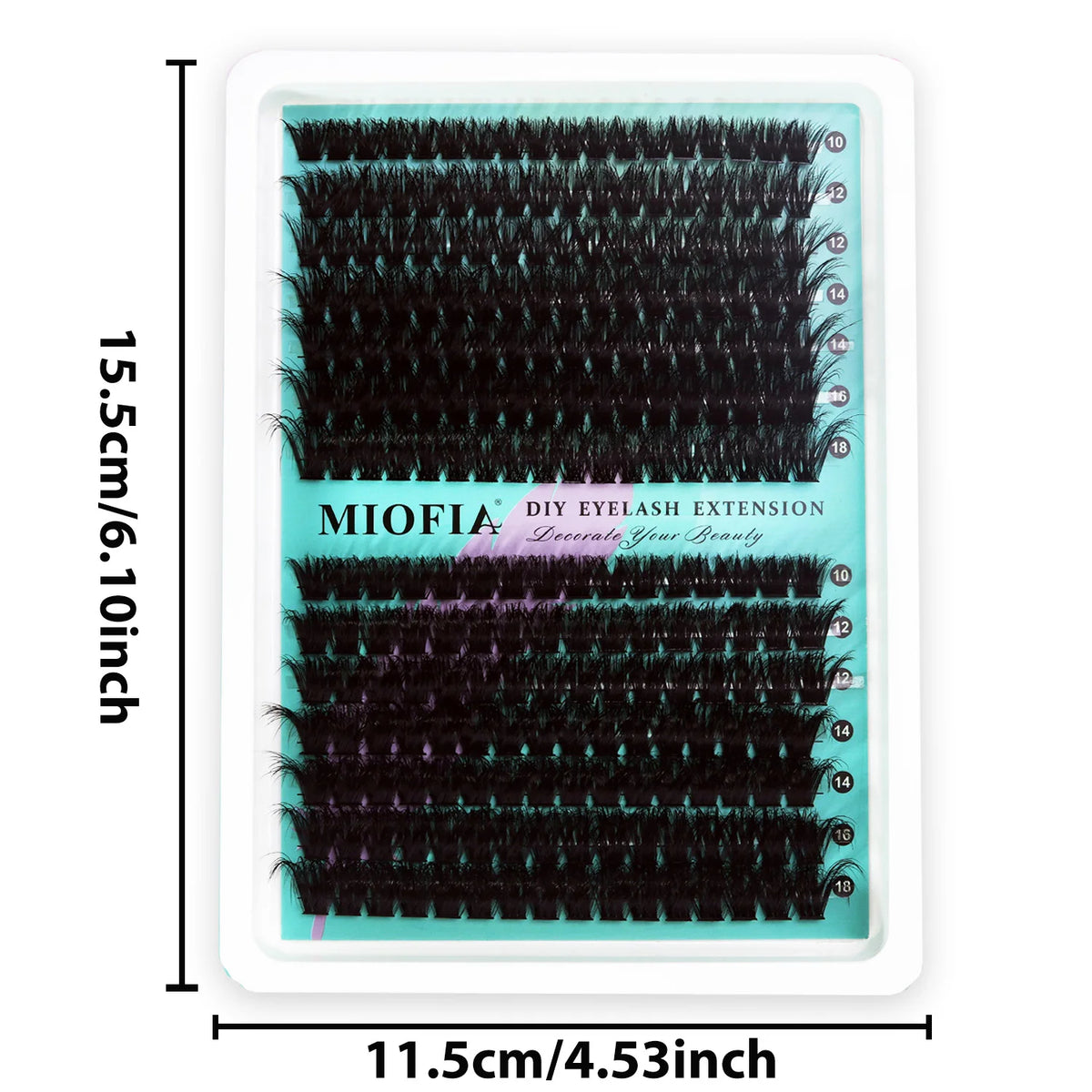 MIOFIA 5D Voluminous Thick Cluster Lashes 30D-150D 10-18mm Mixed Length Full Natural DIY Reusable Eyelash Extensions