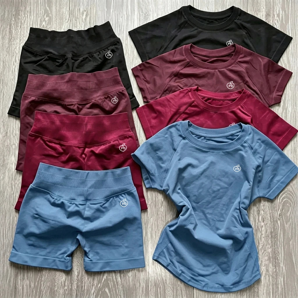 Bum Sculpt Scrunch Sports Sets Women Gyms Tees + Shorts Seamless Shaping Yoga Set Women Workout Running Sports Shorts Gym Suit