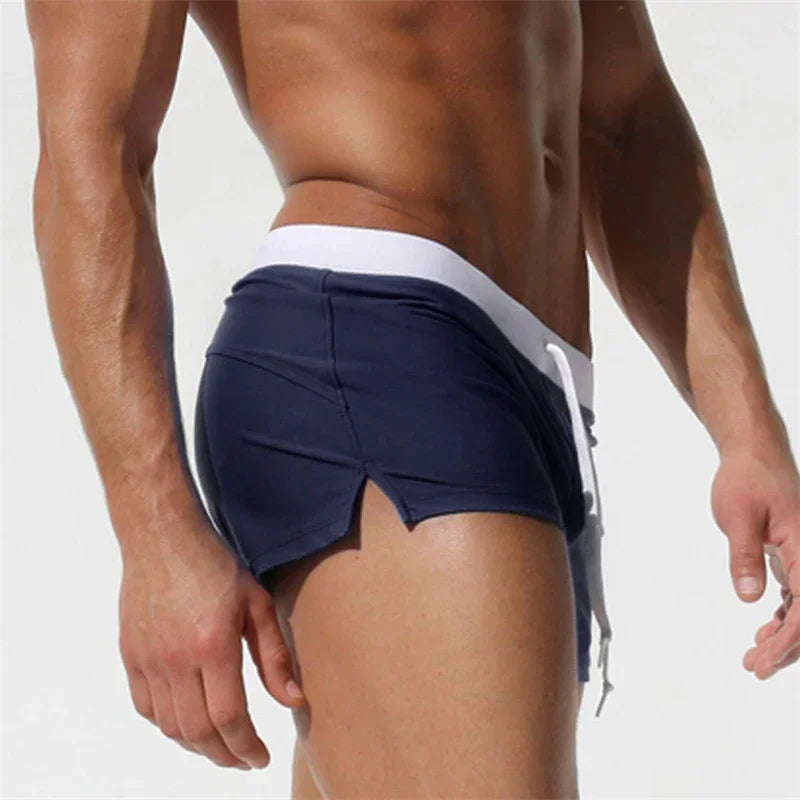 Men's Swimsuit 10 Color Back Pocket Design Quick-drying Beach Men's Boxer Shorts Summer Swimming Trunks