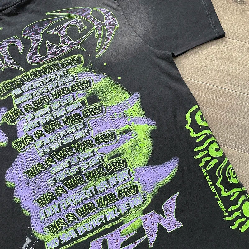 HS  Personalized letter portrait printed short sleeve T-shirt