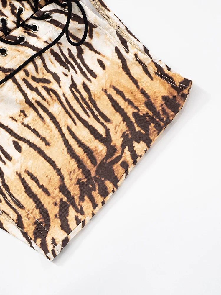 Weird Puss Tiger Stripes Fashion Mini Shorts Women Sexy Bandage Skinny Peach Hip Bottoms Hottie Midnight Hipster Party Outfits