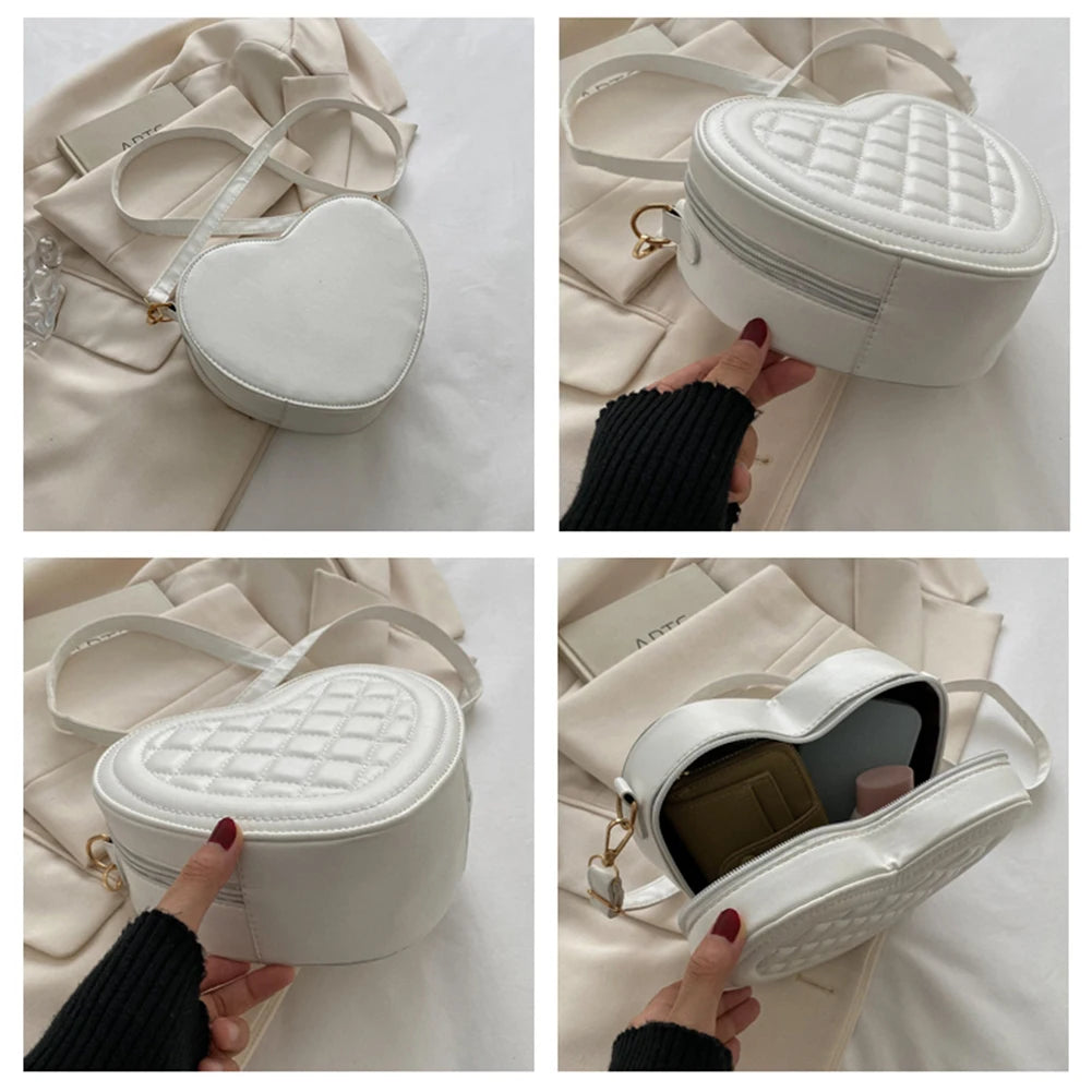 Fashion Love Heart Shape Shoulder Bag Handbags Designer Crossbody Bags PU Leather Zipper Women Casual Phone Bag Shoulder Bag