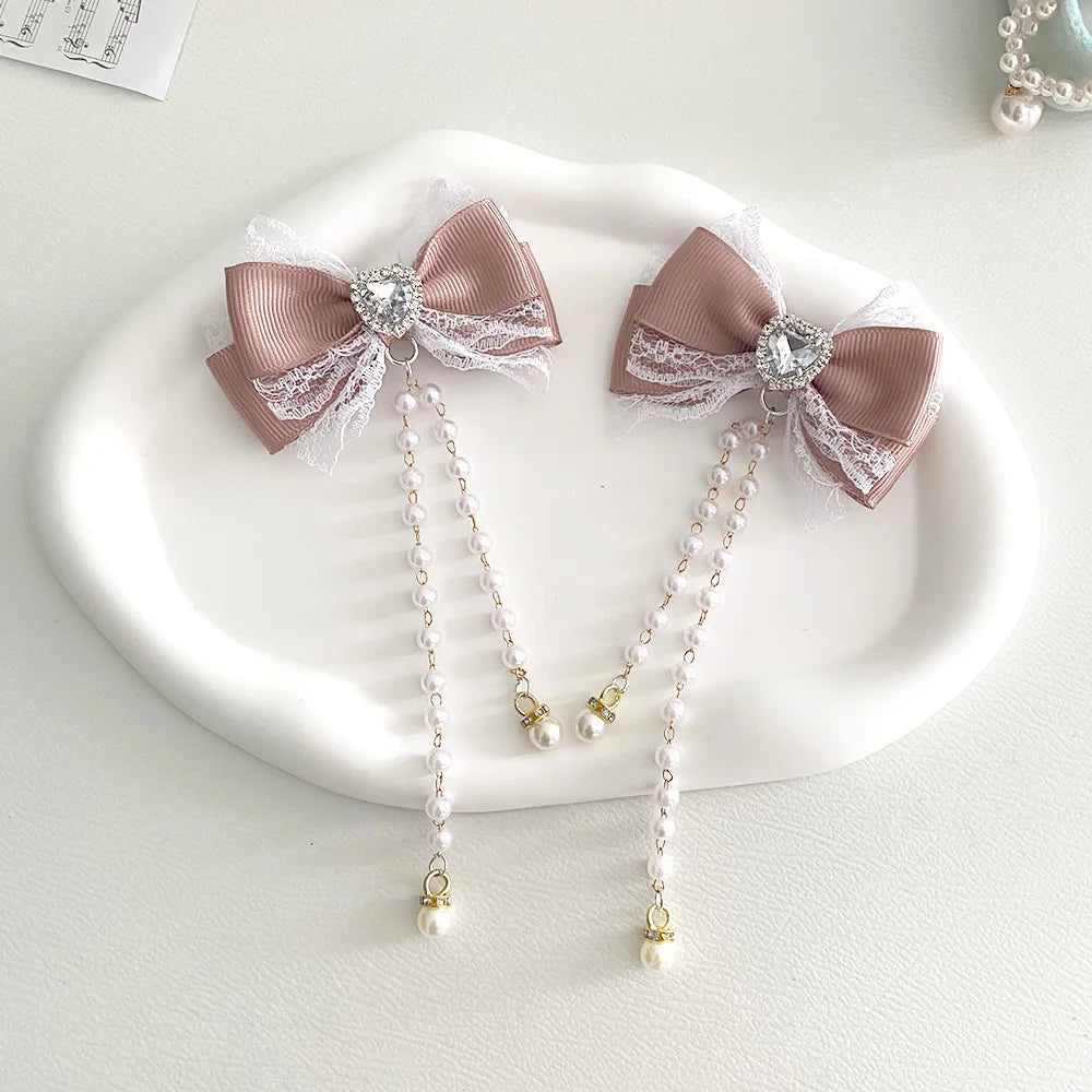 [1pair] Lolita cosplay Girl hairpin Bow barrette cute hair accessories japanese aesthetic hair clips y2k cute items for girls