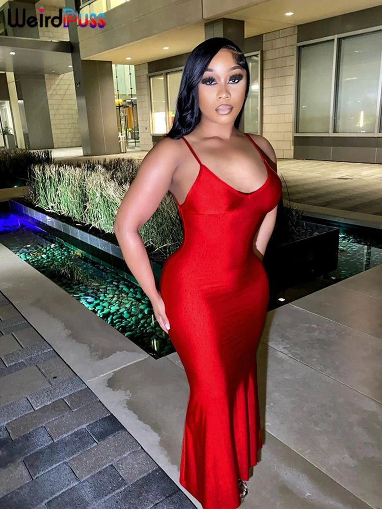 Backless V-Neck Mermaid Evening Maxi Dress — Women's Prom