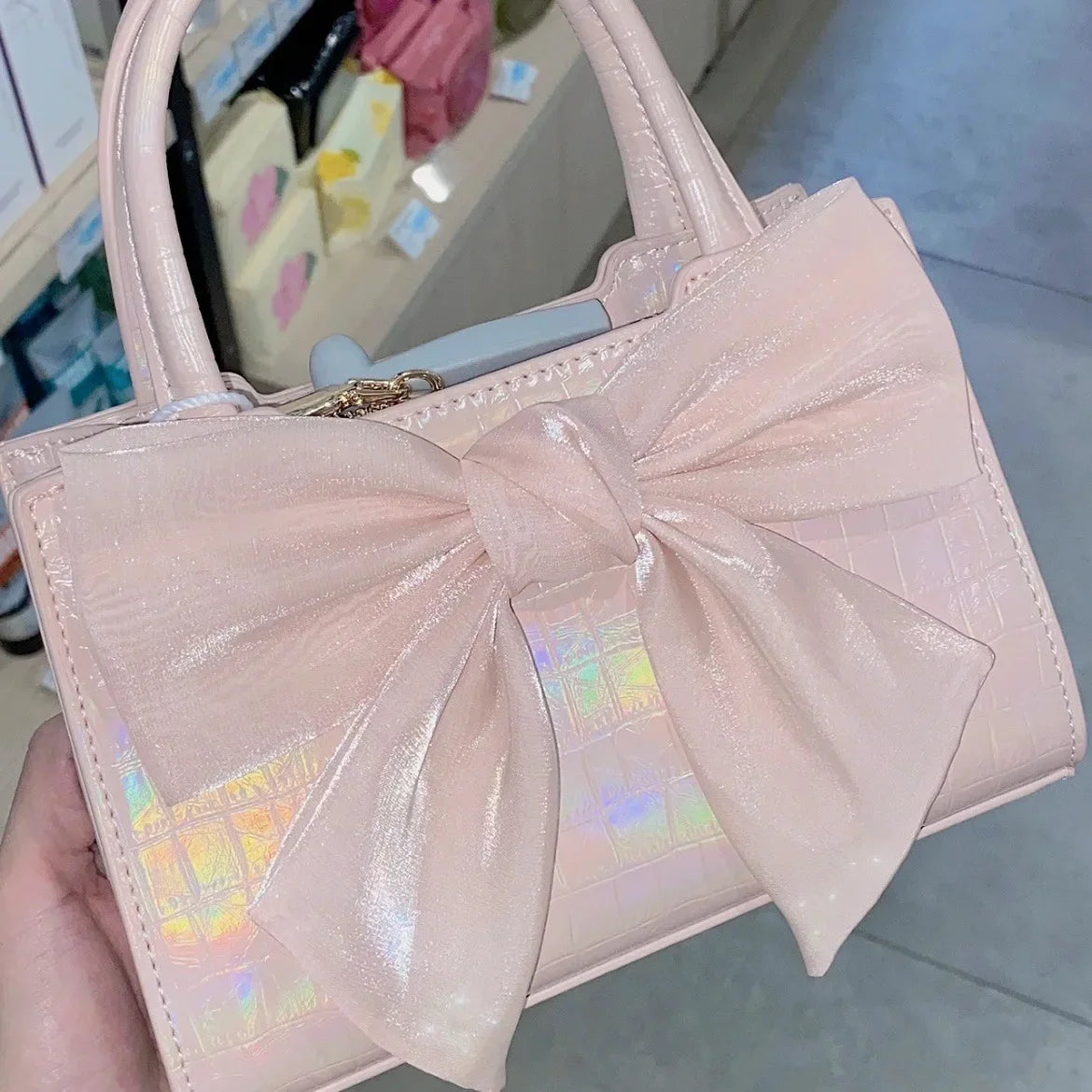 Fashion Womens Pink Bowknot Clutch Purse Shoulder Underarm Messenger Handbag