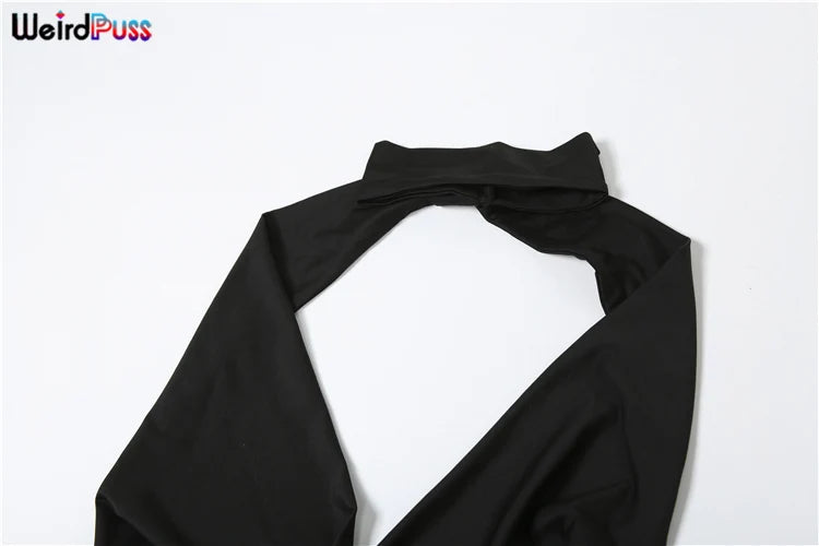 Hollow Halter Backless High Slit Long Bodycon Dress — Women's