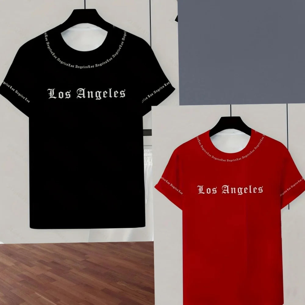 2025 Los Angeles Printed Men's Suit 2 Pieces Set Casual Suit SportswearFitness Set  Men's Oversized Clothes