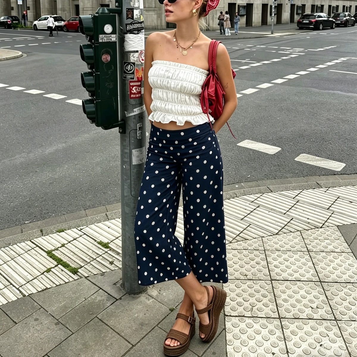 Capri Pants for Women Low Rise Fold Over Capri Yoga Pant Soft Comfy Flowy Wide Leg Capris Culottes Bottoms