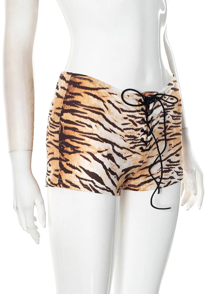 Weird Puss Tiger Stripes Fashion Mini Shorts Women Sexy Bandage Skinny Peach Hip Bottoms Hottie Midnight Hipster Party Outfits