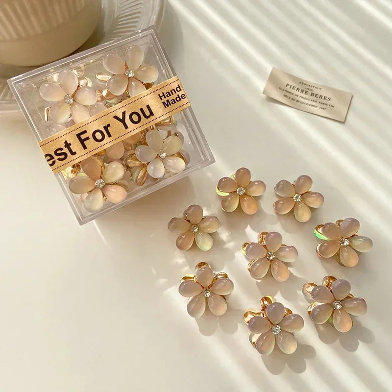 1/10pcs Cute Mini Flower Hairclip Claws Women Girls Colorful Opal Hairpins Sweet Small Barrettes Accessories