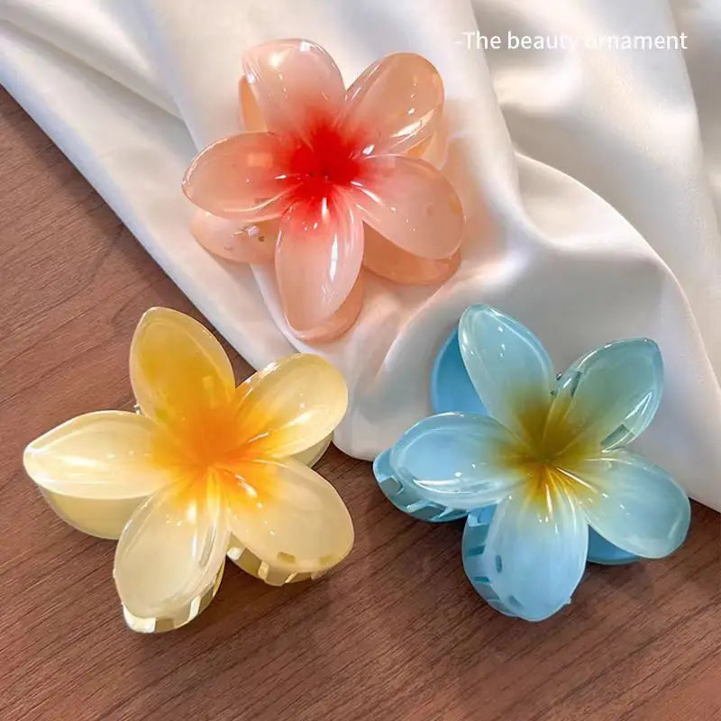 New Hawaiian Gradient Hair Clips Women Flower Hair Claws Shark Hairpins Vacation Beach Style Hairpins Hair Accessories