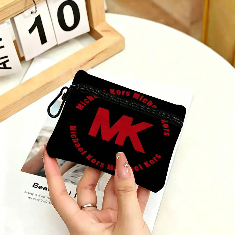 M-Michaels-Fashion-Kors Portable Oxford Fabric Mini Wallet Carabiner Design Small Coin Bag For Cards Keys Earphones