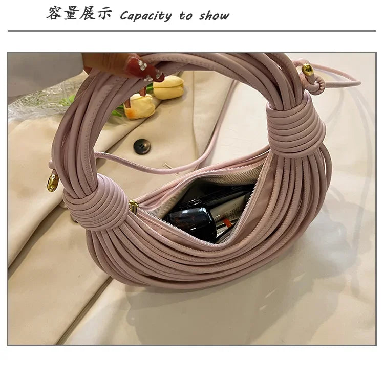 2025 Trendy! Women's Multicolored Woven Knot Handbag - Stylish Crossbody/Top Handle Bag | High-End Texture for Streetwear