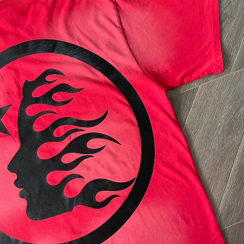 HS Gel Sport Logo Men's and women's pure cotton wash short sleeve T-shirt European and American fashion