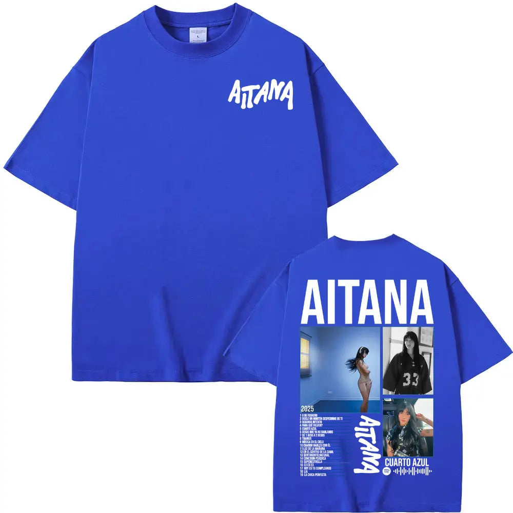 Singer Aitana Cuarto Azul Tour Graphic T Shirts Men Women Fashion Aesthetic Short Sleeve T-shirt Cotton Casual Oversized T Shirt
