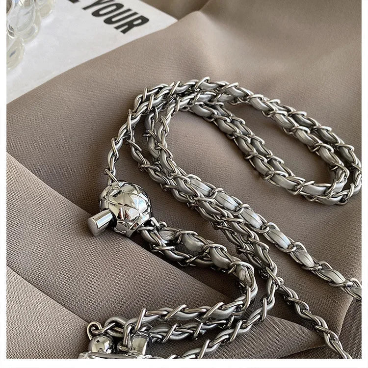 2025 New Arrival Eye - Catching Laser - Patent Mini Crossbody with Gleaming Glossy Chain Strap, Convenient Lipstick Holder