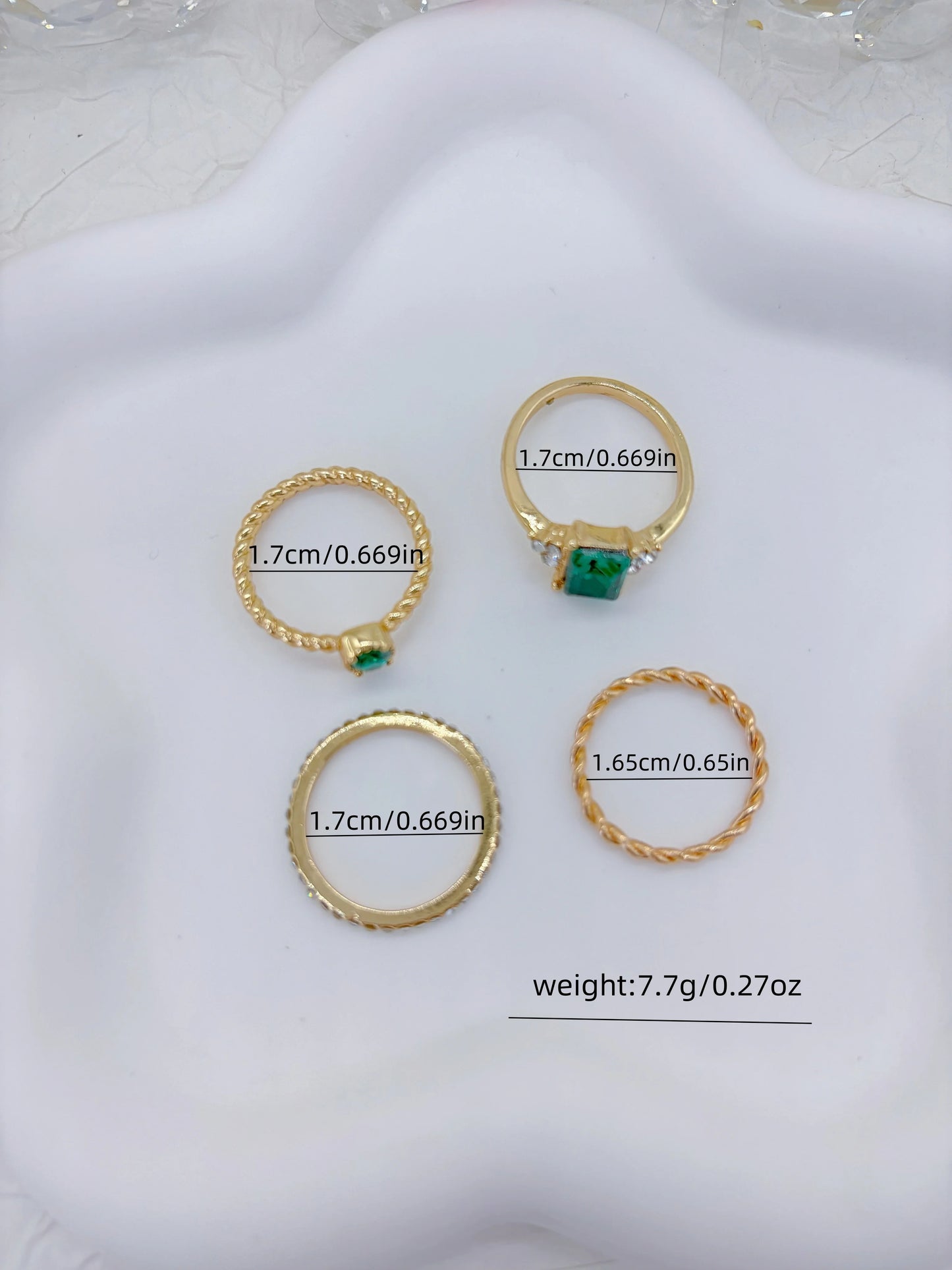 8PCSSet Of Fashionable And Retro Imitation Gemstone Snake-Shaped Twisted Rings For Women, Retro Wave Geometric Inlaid Rhinestone