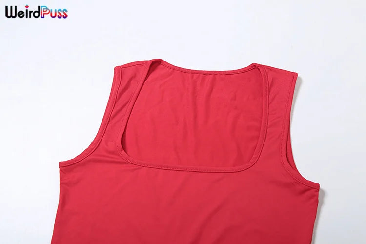 Weird Puss Solid Maxi Dress Woman Summer Sexy Sleeveless Low Chest Simple Elegant Smooth Fashion Party Evening Skinny Vestidos