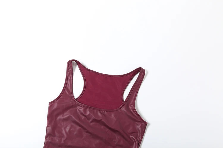 Weird Puss Faux Leather Camisole Tops Women Y2K Coquette Square Collar Skinny Midnight Street Club Trend Hottie Wild Basic Vest