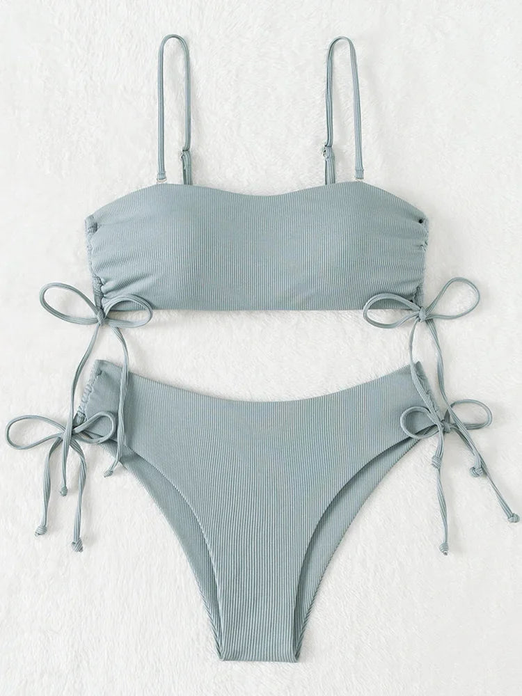 Sexy Bandeau Bikinis 2025 Women Brazilian Swimwear Female Swimsuit Two Pieces Bikini Set Bather Bathing Suits Girls Beach Wear