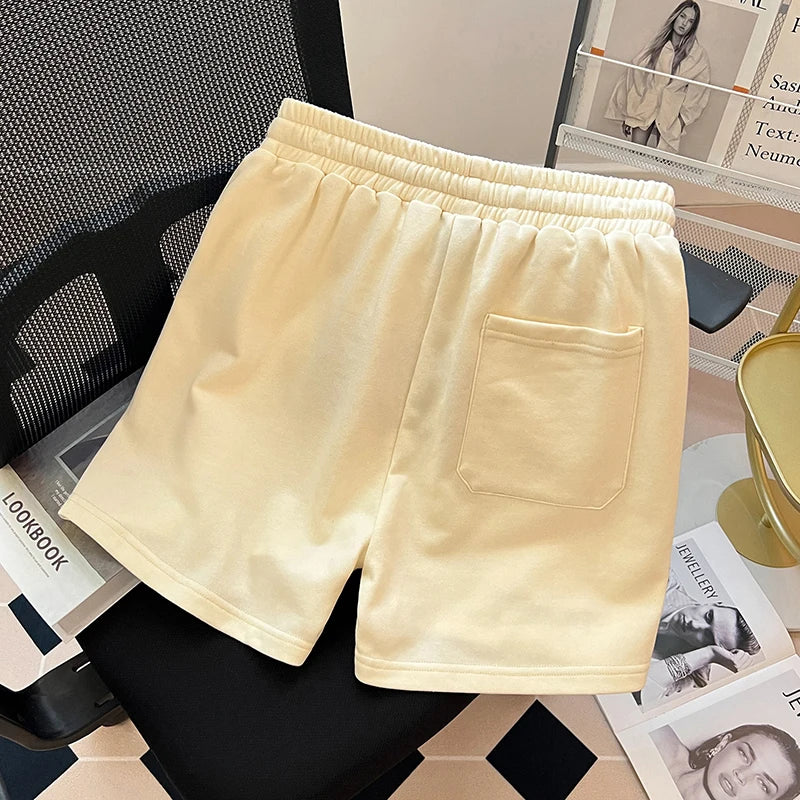 Diamond Patch Embroidered Letter Logo Casual Shorts Loose Drawstring Shortpants Jorts for Men Women