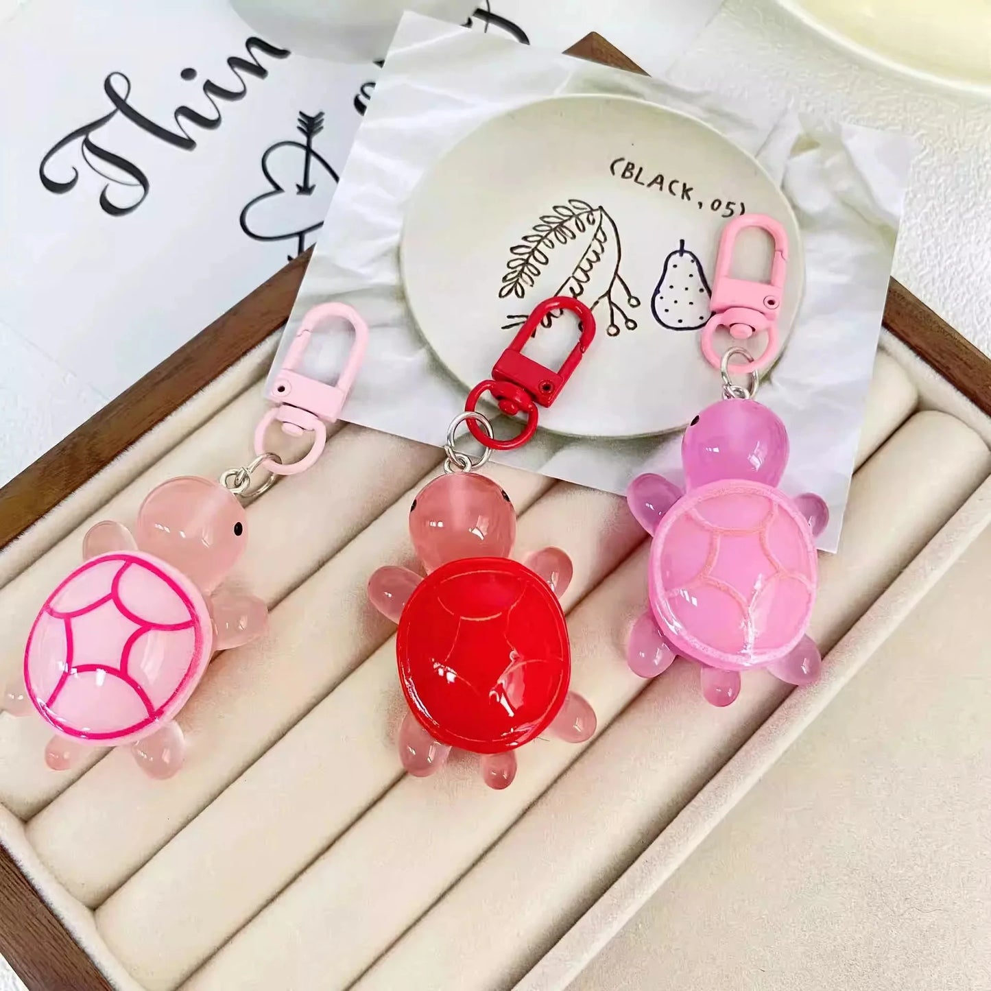 20PC Glow in The Dark Turtle Keychain for Women Bag Pendant Cute Luminous Tortoise Key Chains Animal Keyring Girl Friend DIYGift