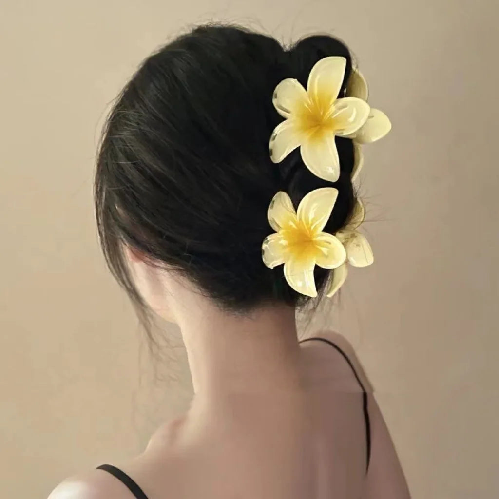 New Hawaiian Gradient Hair Clips Women Flower Hair Claws Shark Hairpins Vacation Beach Style Hairpins Hair Accessories