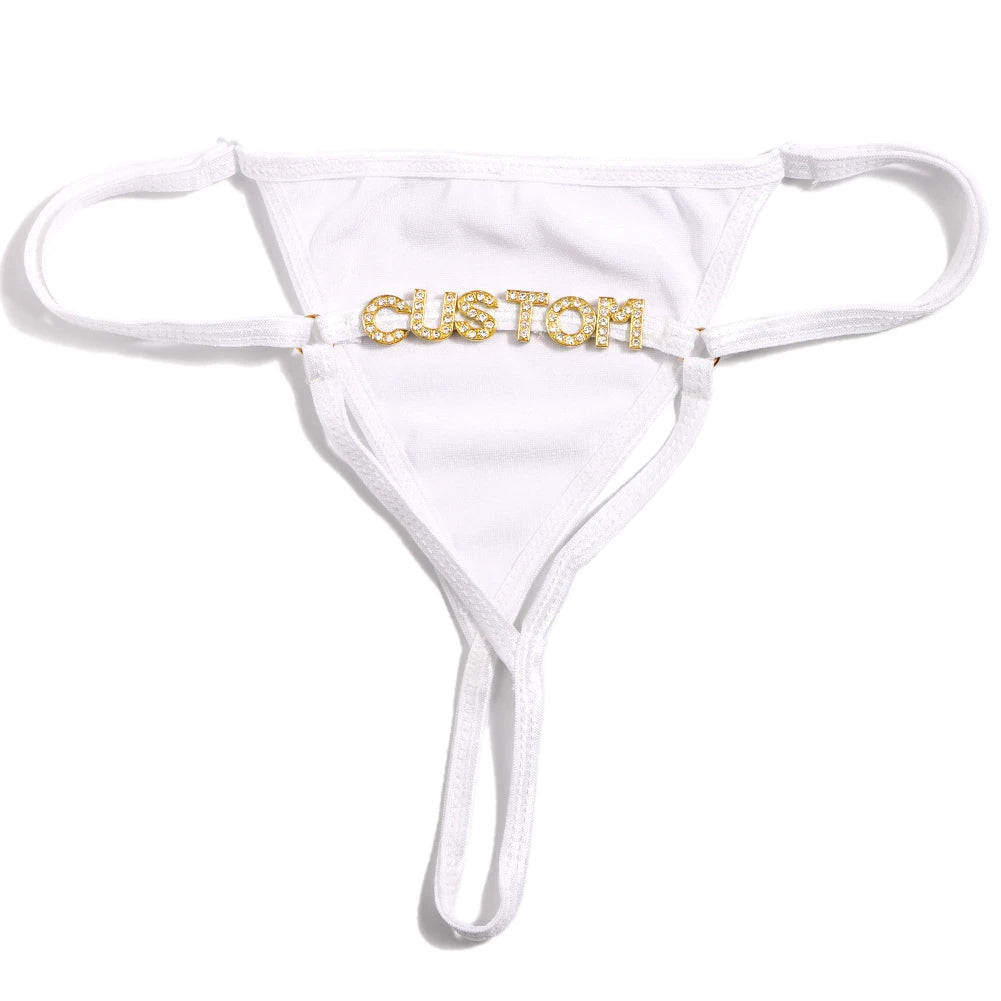 Sexy Solid Color Thong Customized Crystal letter Panties for Women Personality DIY Name Underwear Intimates Girls Gift