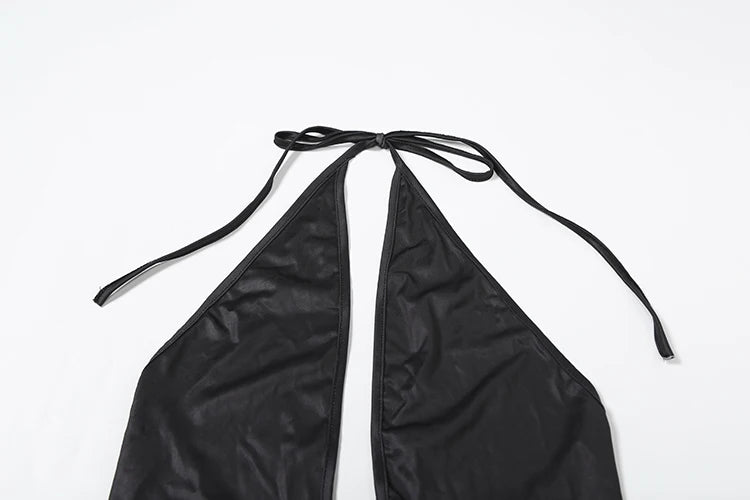 Weird Puss Orchid Print Women Halter Dress Sexy Y2K Sleeveless Backless Bandage Behind Splits Elegant Midnight Clubwear Vestidos