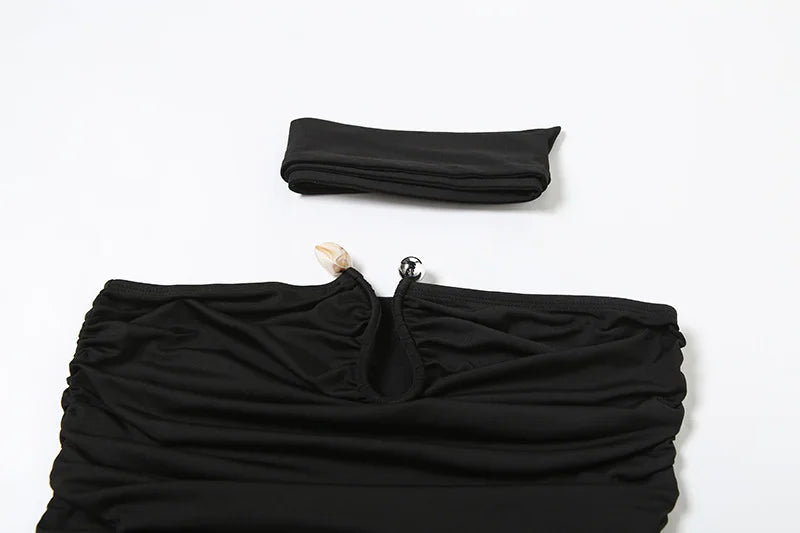 Nsauye Summer Women Casual Mini Skinny Black Y2K Fashion Ribbon Halter Crop Tops Sleeveless Sexy Club Strapless Tank Tops 2025