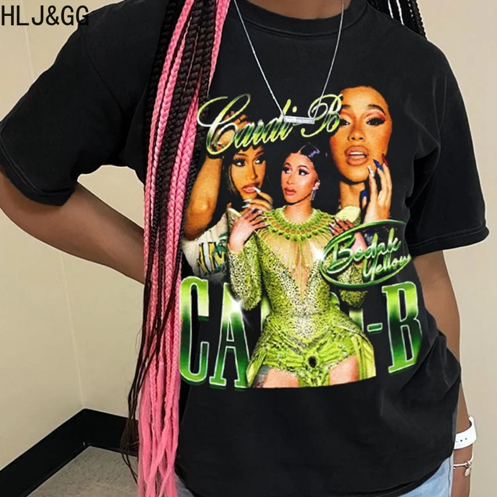 HLJ&GG Fashion Pattern Print Loose Tshirts Two Piece Sets Women O Neck Short Sleeve Top + Fur Mini Skirts Outfits Y2K Streetwear