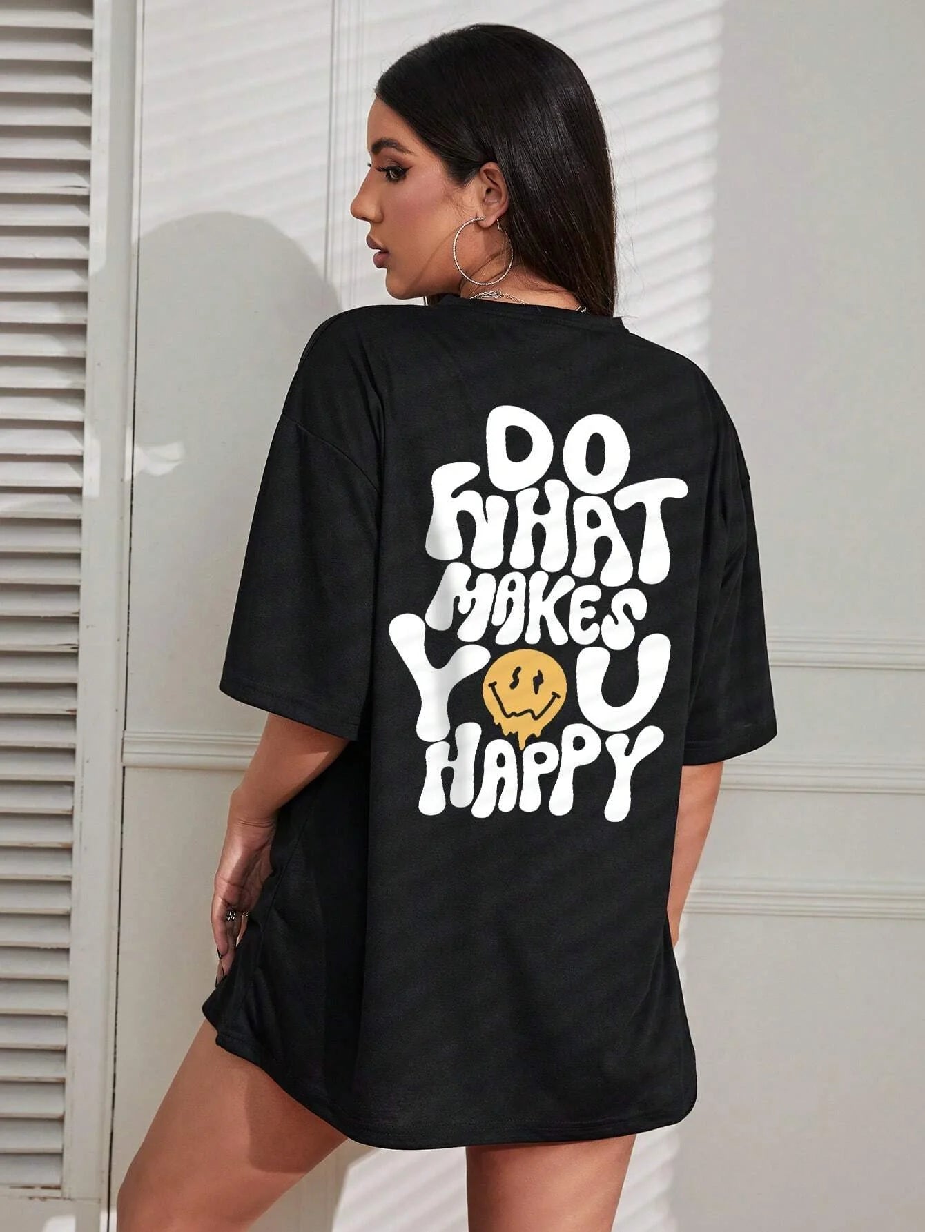 Do What Makes You Happy Funny Letter Graphic T Shirt Women Street Casual Tees Soft Short Sleeve Cotton Oversized Tee Clothes