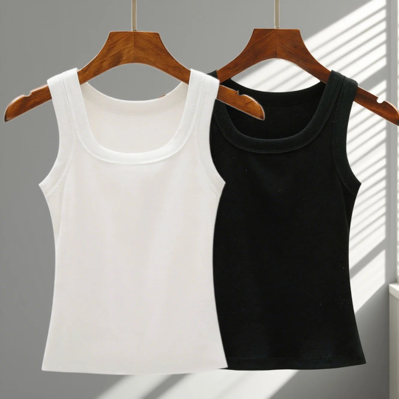 2PCS 100% Cotton Solid Color Washed Vest Womens Summer Casual Tank Top Y2K Sleeveless Clothes Soft Comfortable Sportswear